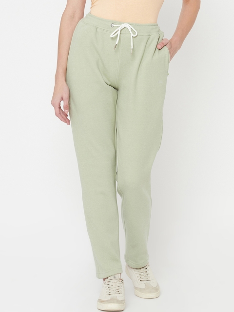 

METTLE Women Green Solid Cotton Track Pant