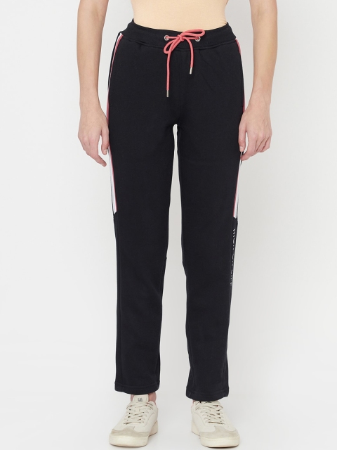 

METTLE Women Black Solid Cotton Track Pants