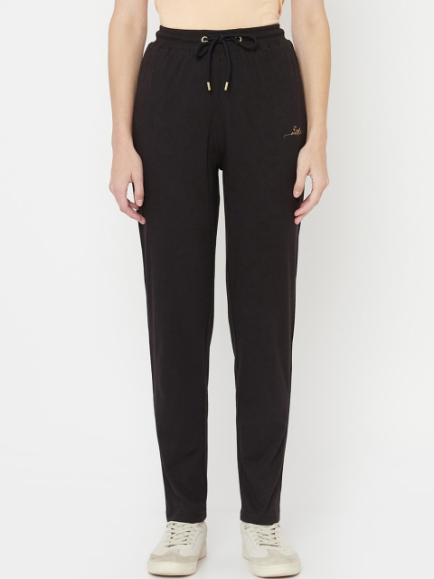 

METTLE Women Black Solid Cotton Track Pants