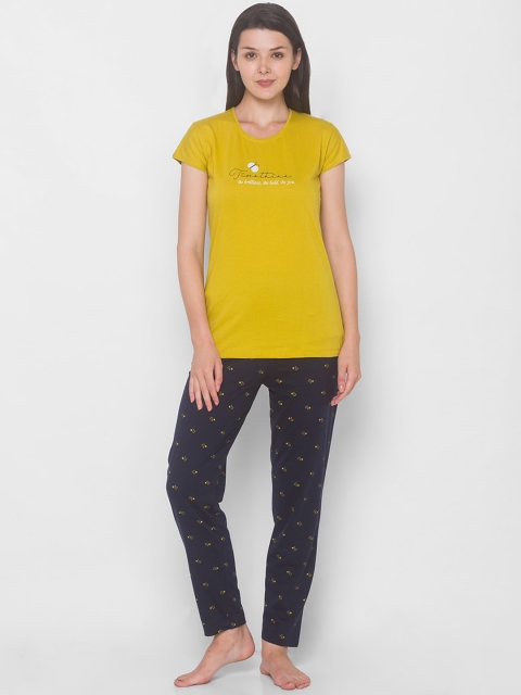 

ZOLA Women Yellow & Blue Printed Night suit