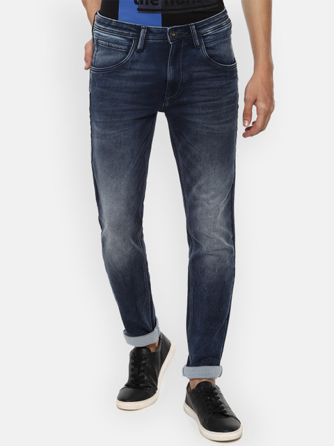 

VAN HEUSEN DENIM LABS Men Navy Blue Slim Fit Heavy Fade Jeans