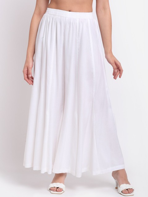 

NEUDIS Women White Flared Ethnic Palazzos