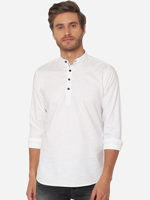 

JADE BLUE Men White Slim Fit Cotton Casual Shirt
