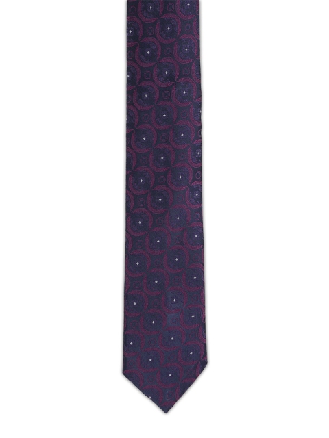 

Van Heusen Men Navy Blue & Purple Woven Design Broad Tie