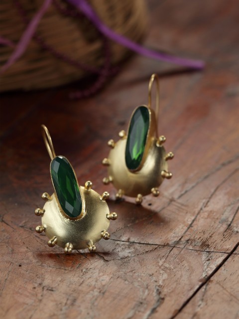 

DIVA WALK Gold-Toned & Green Geometric Drop Earrings