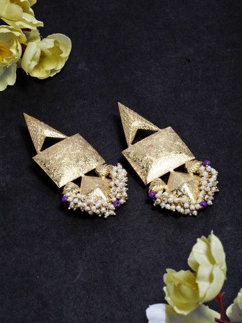 

DIVA WALK Gold-Toned Geometric Drop Earrings
