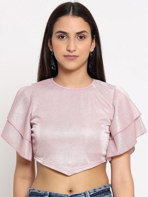 

MARC LOUIS Pink Shimmer Regular Crop Top