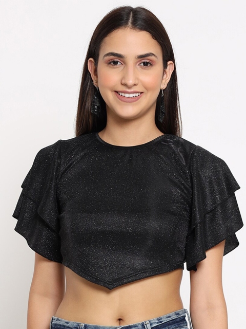 

MARC LOUIS Black Layered Regular Crop Top