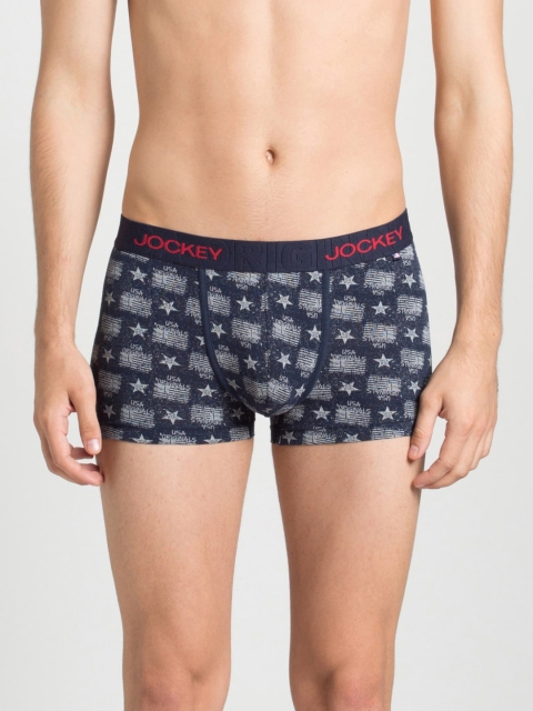 

Jockey Men Blue & Grey Cotton Printed Trunks US63-0105-JNN30