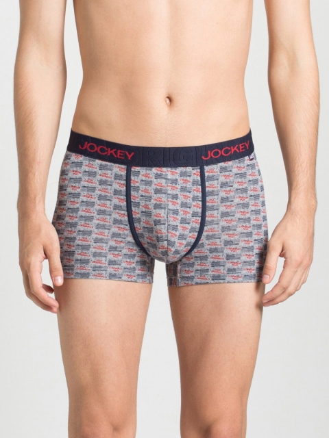 

Jockey Men Navy Blue & Grey Printed Combed Cotton Trunks US63-0105-NNR48