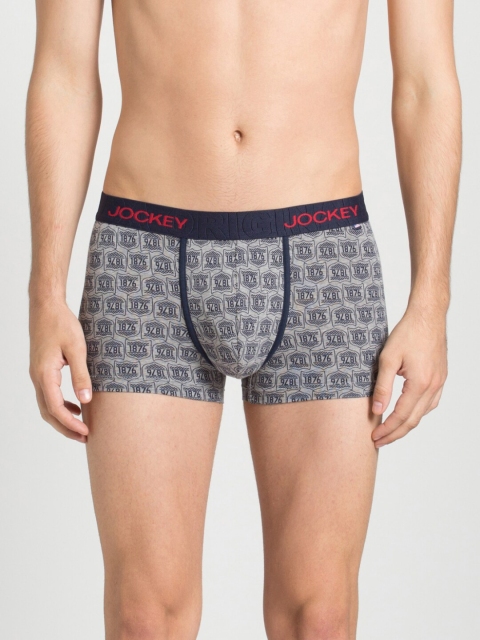 

Jockey Men Blue & Grey Printed Combed Cotton Briefs - US63-0105-NJN38, Navy blue