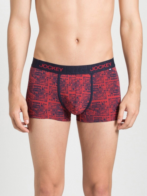 

Jockey Men Red & Navy blue Printed Trunks US63-0105-BRN46