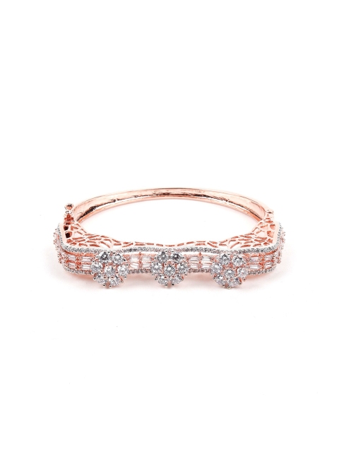 

ODETTE Women Rose & Silver-Toned Bangle-Style Bracelet