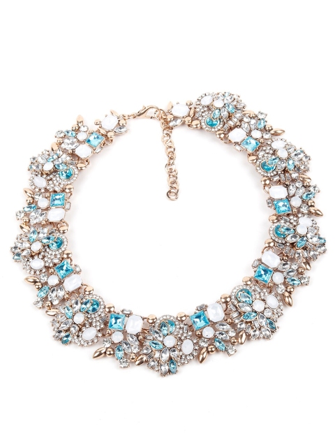 

ODETTE Women Silver-Toned & Blue Stone Studded Necklace