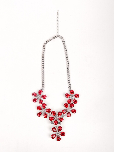 

ODETTE Silver-Toned & Red Necklace