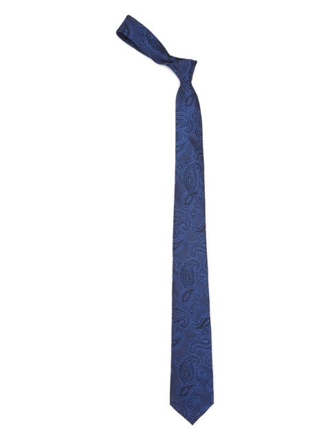 

Peter England Men Navy Blue & Black Woven Design Broad Tie
