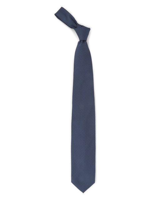 

Peter England Men Navy Blue & White Woven Design Broad Tie