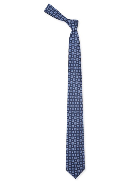 

Peter England Men Navy Blue & Black Woven Design Skinny Tie