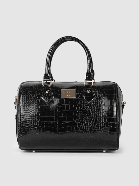 

Allen Solly Black Animal Textured PU Structured Handheld Bag