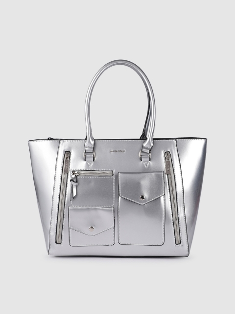 

Allen Solly Silver-Toned Solid PU Regular Structured Laptop Shoulder Bag