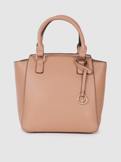 

Allen Solly Nude Pink Solid PU Structured Shoulder Bag