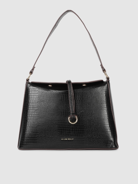 

Allen Solly Black Croc Textured PU Structured Shoulder Bag