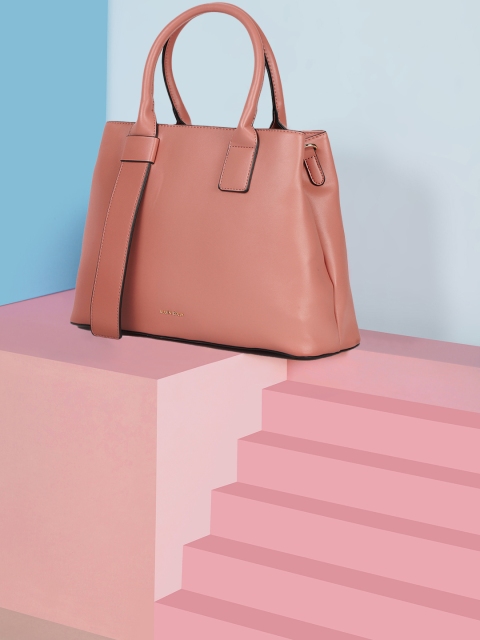 

Allen Solly Pink Solid PU Structured Handheld Bag with Applique