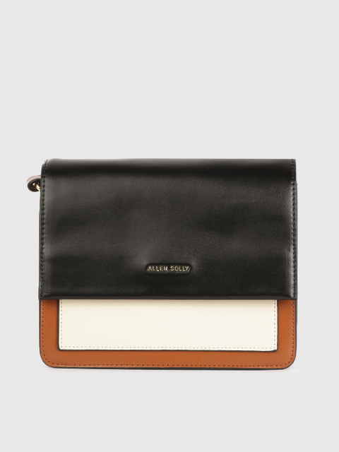 

Allen Solly Women Tan Brown & Black Colourblocked PU Structured Sling Bag