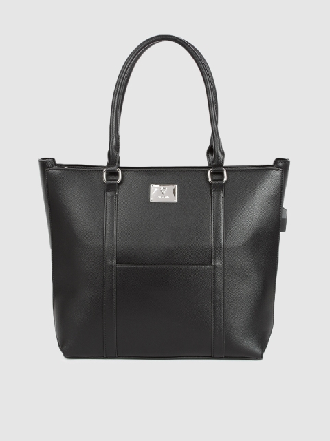 

Allen Solly Black Solid Oversized Structured Handheld Laptop Bag with USB Charging Port