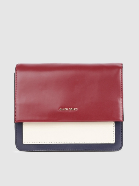 

Allen Solly Red & Navy Blue Colourblocked Structured Sling Bag