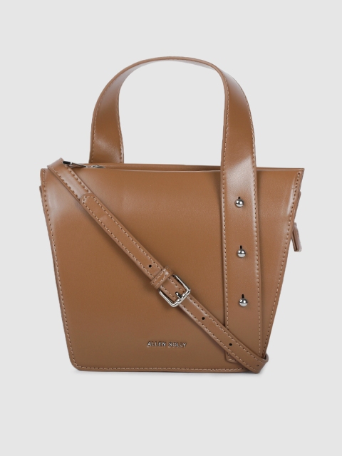 

Allen Solly Brown Solid Structured Handheld Bag