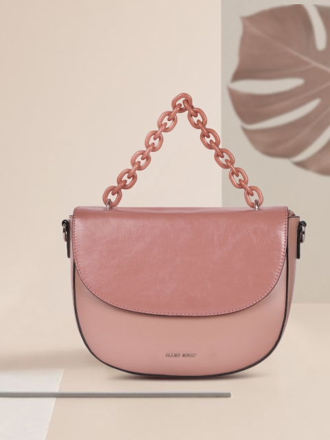 

Allen Solly Nude Pink PU Half Moon Handheld Bag