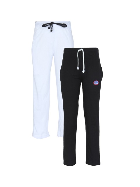 

VIMAL JONNEY Kids Pack of 2 Black & White Solid Track Pants
