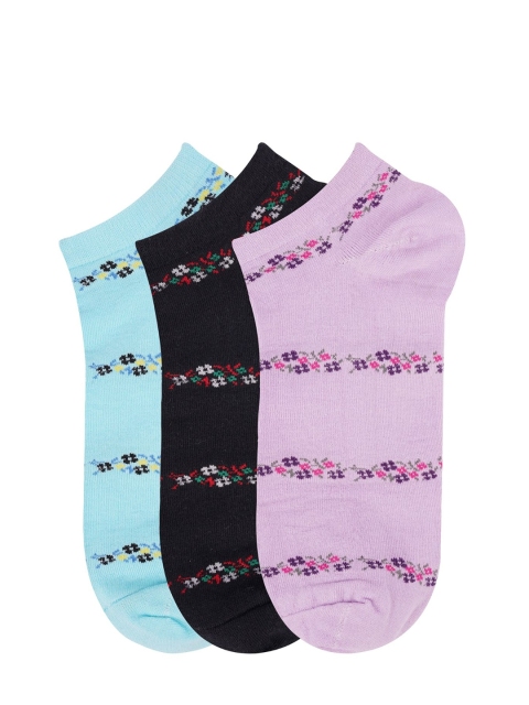 

N2S NEXT2SKIN Women Pack of 3 Patterned Ankle Length Socks, Lavender
