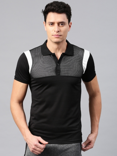 

HRX by Hrithik Roshan Black Solid Polo Collar RAPID-DRY T-Shirt