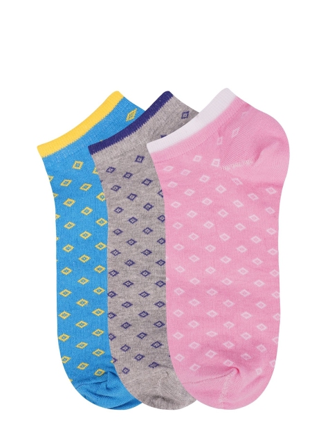 

N2S NEXT2SKIN Woman Pack of 3 Pink Grey & Blue Printed Cotton Socks