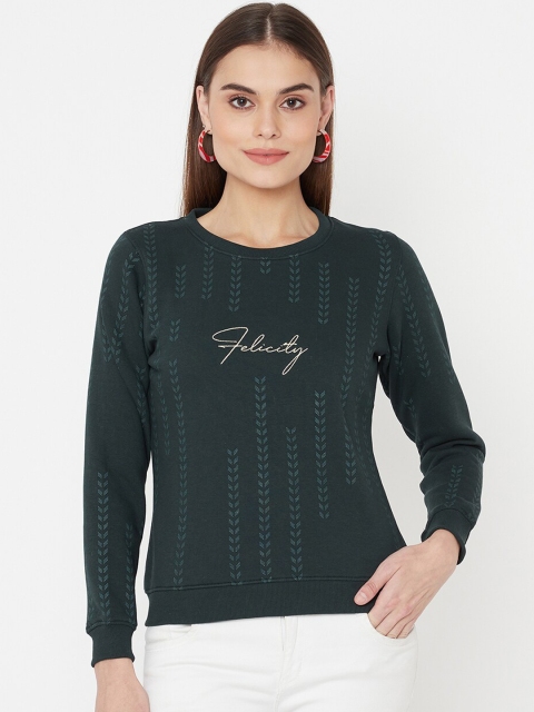 

METTLE Women Green Printed Sweatshirt