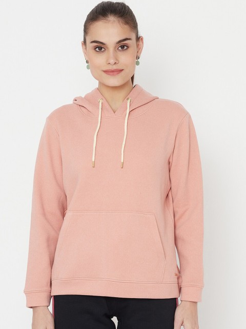 

METTLE Women Pink Hooded Sweatshirt