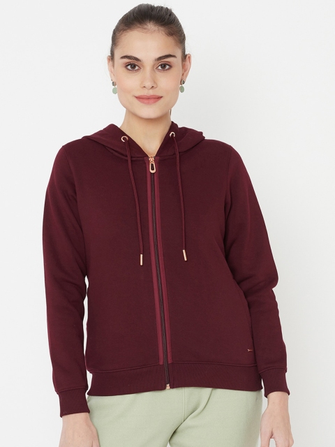 

METTLE Women Maroon Hooded Sweatshirt
