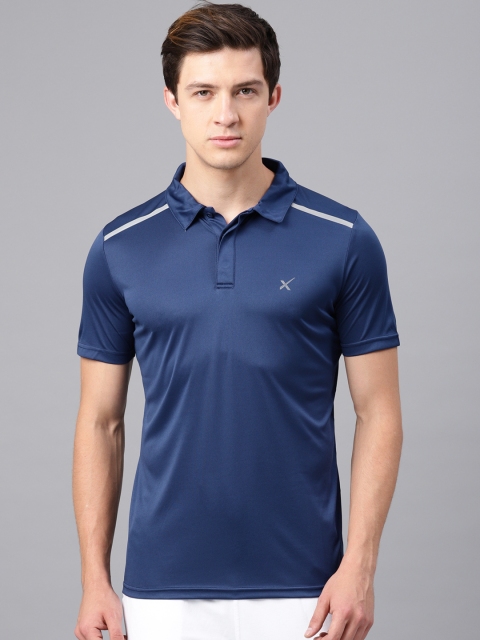 

HRX by Hrithik Roshan Men Blue Solid Polo Collar T-shirt