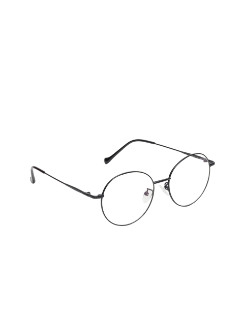 

CRIBA Unisex Clear Lens & Black Round Sunglasses with UV Protected Lens