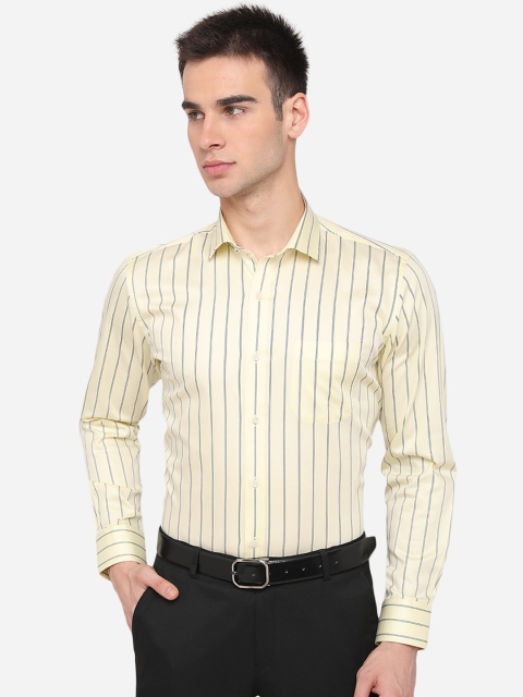 

Greenfibre Men Yellow Slim Fit Opaque Striped Formal Shirt