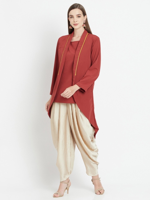 

Purple State Women Rust & Beige Tunic with Dhoti Pants & Shrug