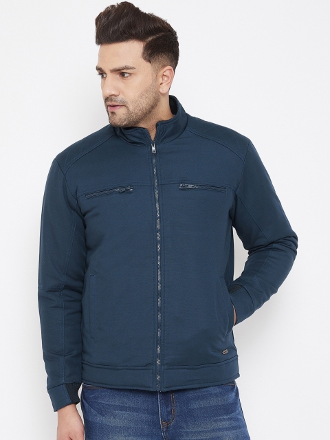 

Canary London Men Navy Blue Solid Bomber Jacket