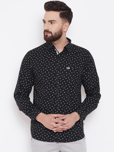 

Canary London Men Black Smart Slim Fit Opaque Printed Casual Shirt