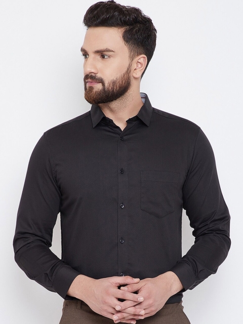 

Canary London Men Black Smart Slim Fit Opaque Cotton Casual Shirt