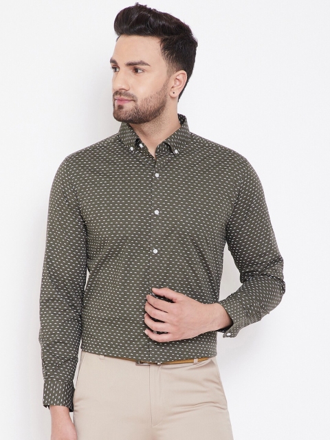 

Canary London Men Olive Green Printed Slim Fit Formal Shirt