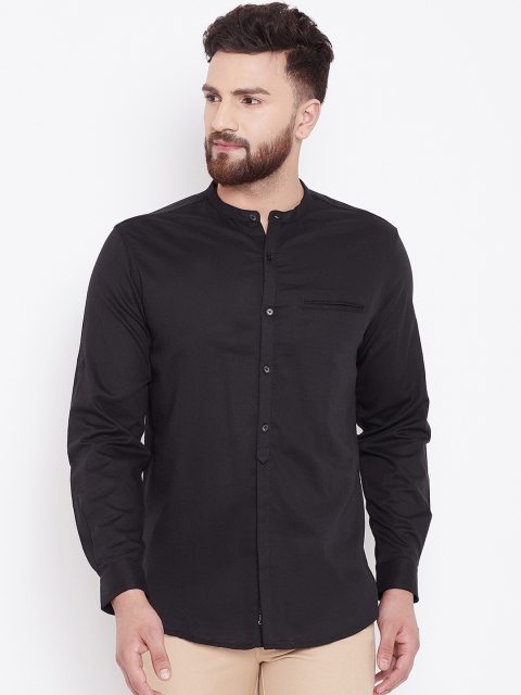 

Canary London Men Black Cotton Smart Slim Fit Opaque Casual Shirt