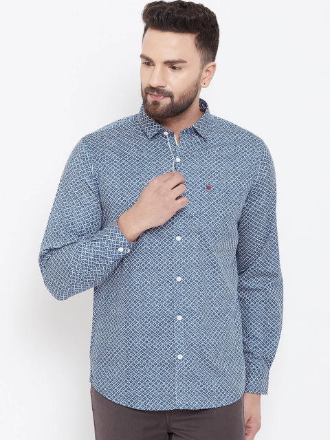 

Canary London Men Blue & White Smart Slim Fit Opaque Printed Casual Shirt