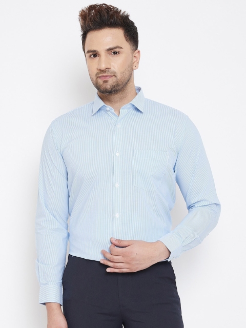 

Canary London Men Blue Smart Pinstriped Opaque Checked Formal Shirt